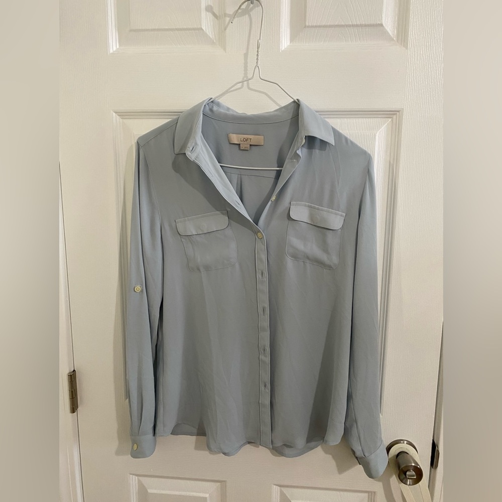 Loft size small light blue button down